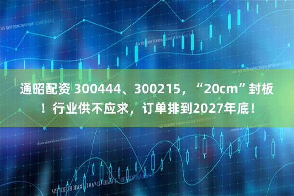 通昭配资 300444、300215，“20cm”封板！行业供不应求，订单排到2027年底！